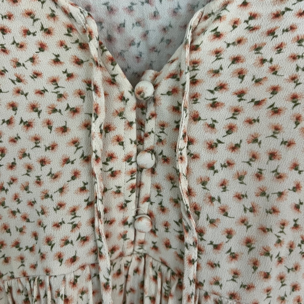 American‎ Eagle Ditsy Floral Print Mini Dress Tiered Long Sleeve Medium - Picture 7 of 10